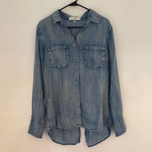 Black stripe chambray top